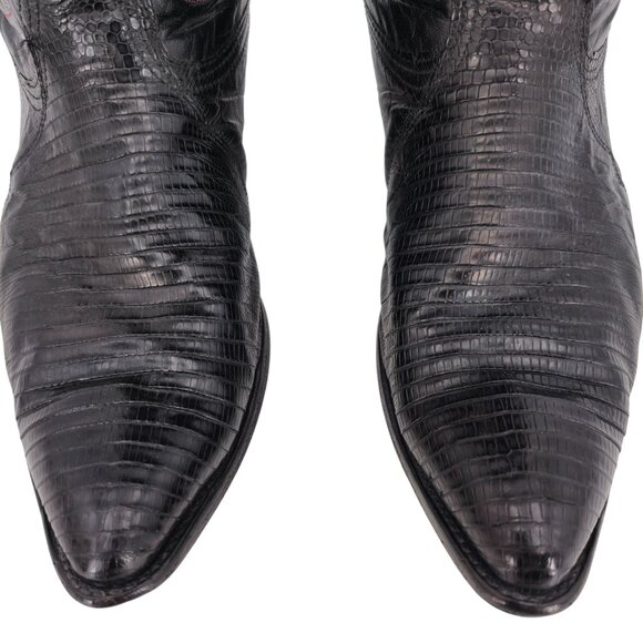 Vintage Nocona Exotic Black Teju Lizard Cowboy Boots Mens 10D Western Reptile - Picture 2 of 15